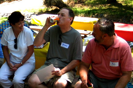 Holly, Vince, and Joe in the shade