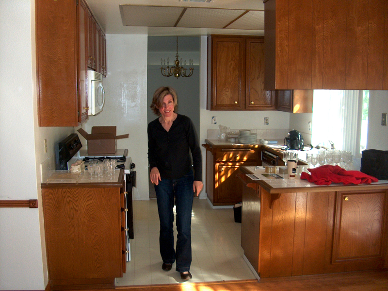 Liz in our new kitchen