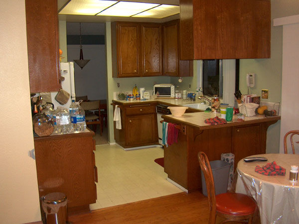 Our kitchen opens to the family room