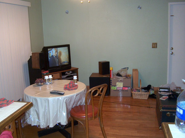 Our entertainment center and casual table