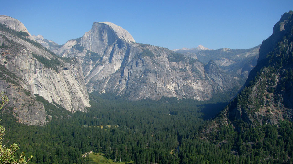 The Yosemite Valley floor with Half Dome in the background