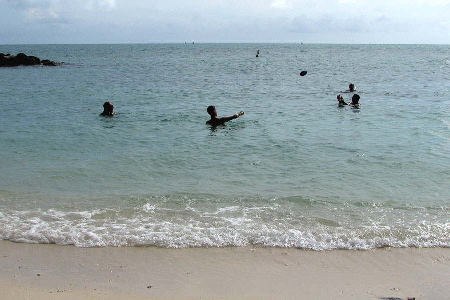 Trying to play football in deep water