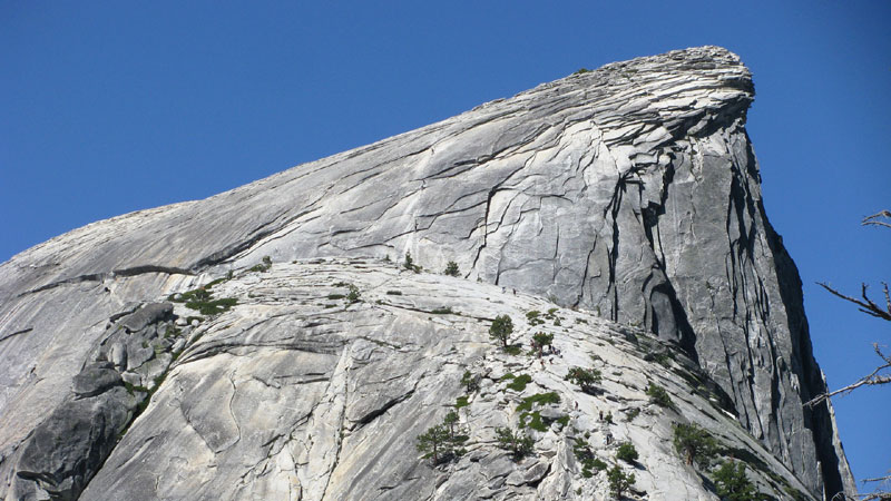 Half Dome has a smaller peak just east of the main peak