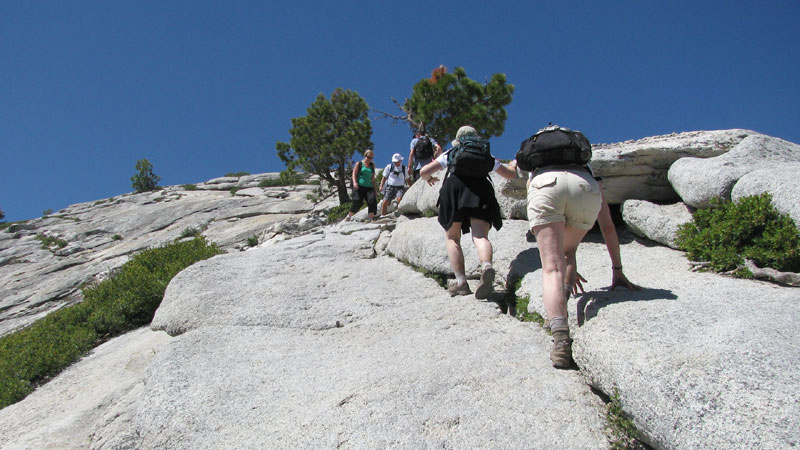 A steep ascent up the smaller peak